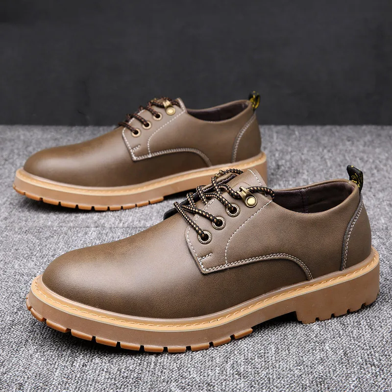 

Big Head Leather Shoes Men's Fashion Casual Work Wear Shoes Cow Tendons British Youth Vintage Men's Shoe Zapatos Casual Hombre
