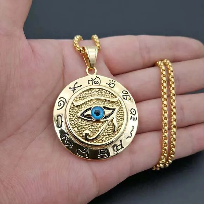 1Pc Silvery or Golden Egyptian Hip Hop Eye of Horus Ra Pendant Necklace Jewelry