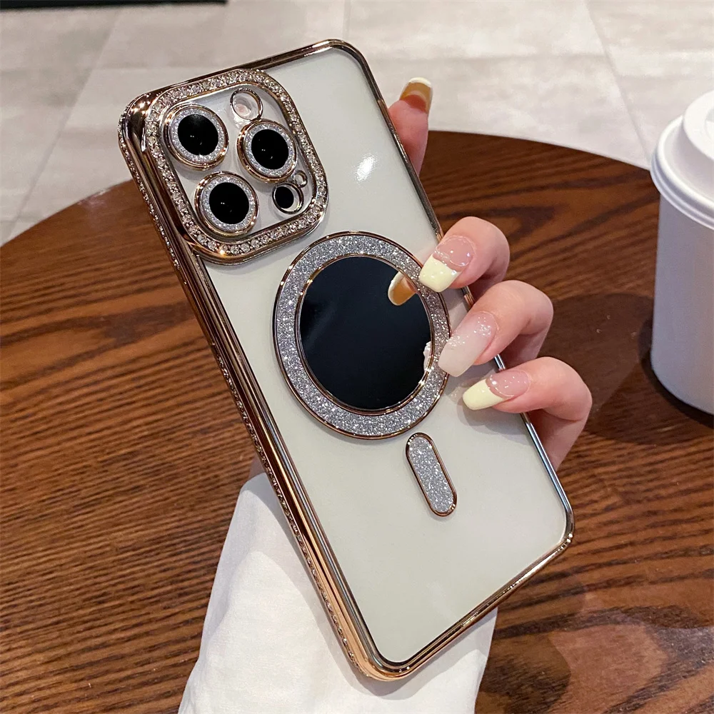 Luxury Magnetic Phone Case With Glitter Stand For Iphone Pro Max_voghion.com
