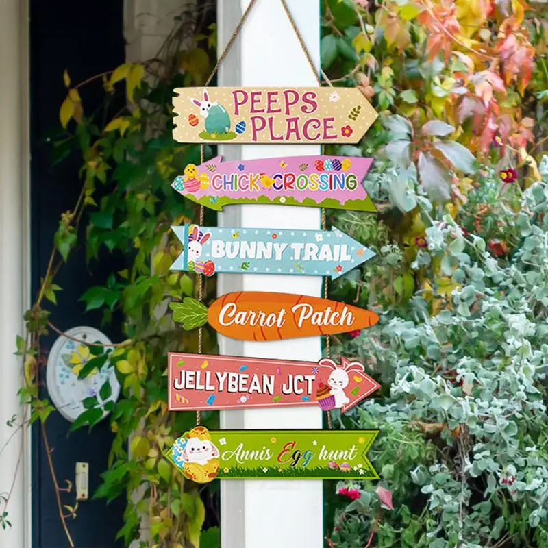 

Easter Door Sign Easter Door Decorations Colorful Bunny Rabbit Welcome Sign Door Decoration Rustic Easter Wood Sign for Easter