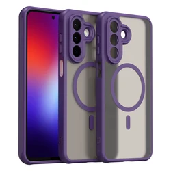 Luxury Matte Transparent Magnetic Wireless Charging Phone Case Cover - Galaxy A27 (PURPLE)