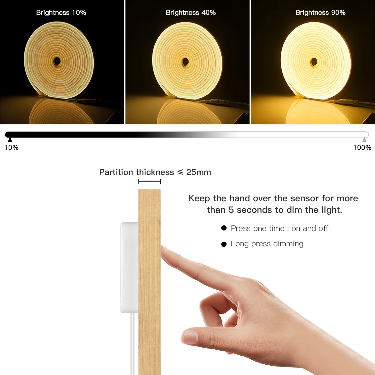 12V LED Neon Rope Lights with Touch Dimmer Switch