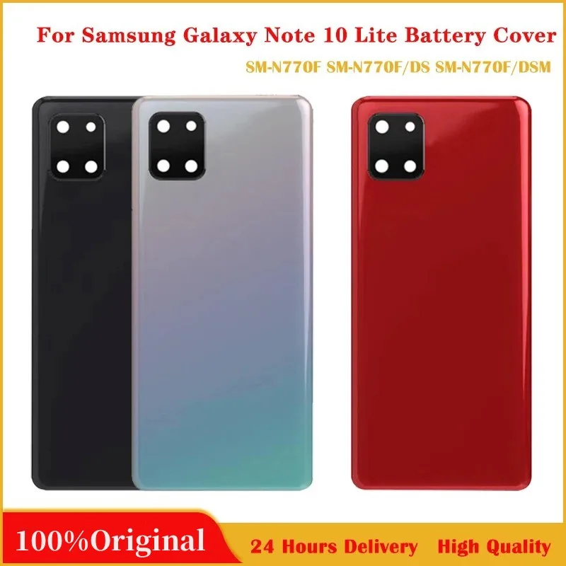 

Крышка батарейного отсека, задняя крышка корпуса, задняя крышка для Samsung Note 10 Lite N770F, Крышка батарейного отсека, рамка для объектива камеры с ...