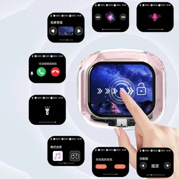 Wireless Bluetooth-compatible Earphones Intelligent Touch Color LCD Screen TWS Earbuds HIFI Noise Reduction Stereo Earphones 1