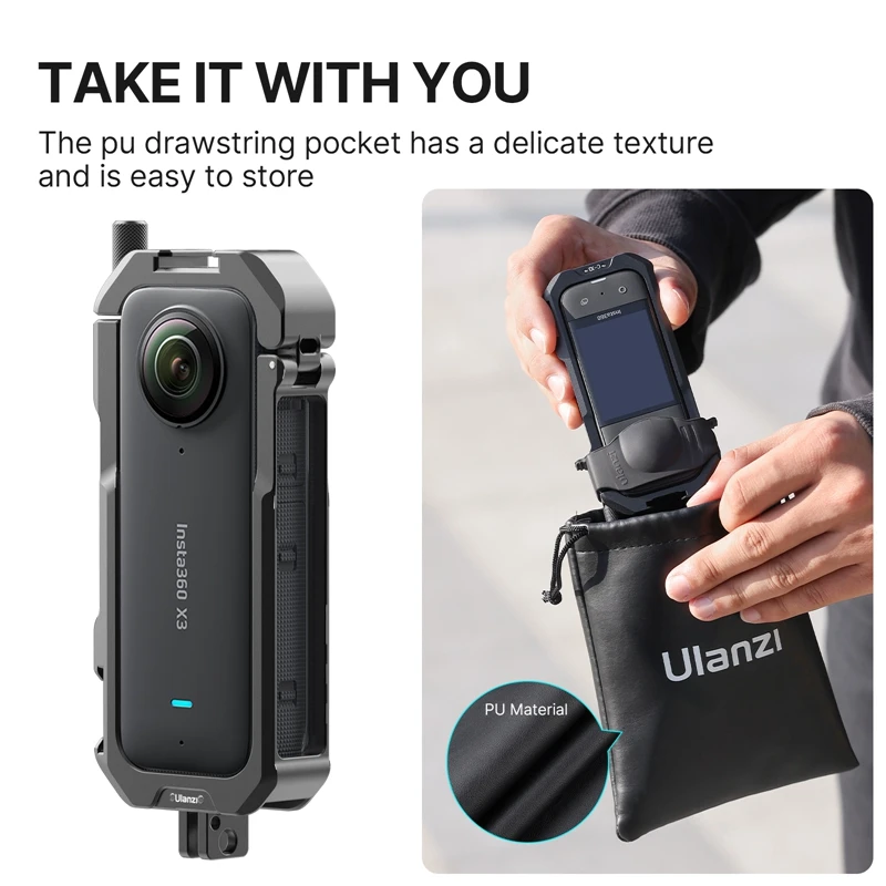 Ulanzi Insta360 X3 금속 보호 케이지 insta360 ONE X3 액세서리 용 콜드 슈 마운트가있는 파노라마 액션 카메라 케이스 조작