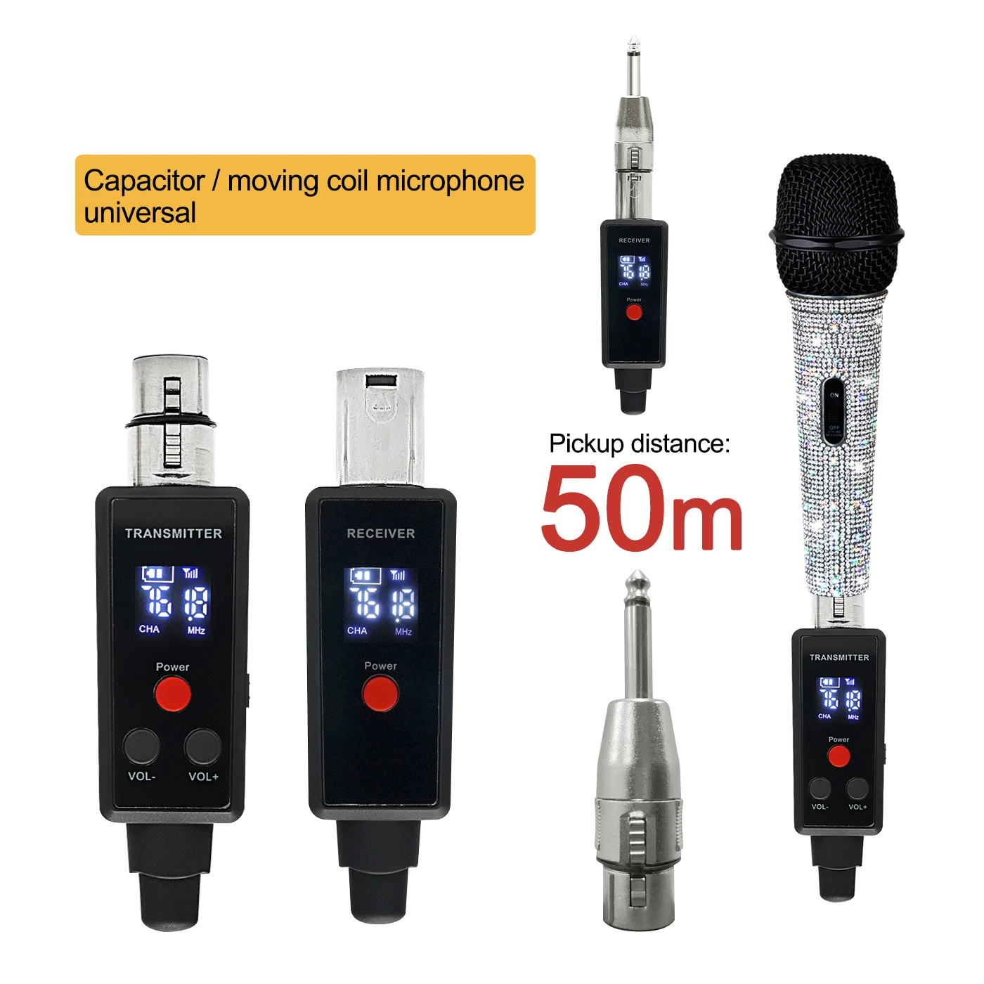 

Wired Change Rechargeable UHF Wireless XLR Transmitter and XLR Receiver for Dynamic Microphone Compatible with Audio Mixer