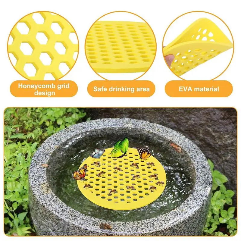 Bee Watering Station Floating Waterer Bee Drinking Island Honeycomb Drinker for Outdoor Garden Acrylic Beekeeping Setups