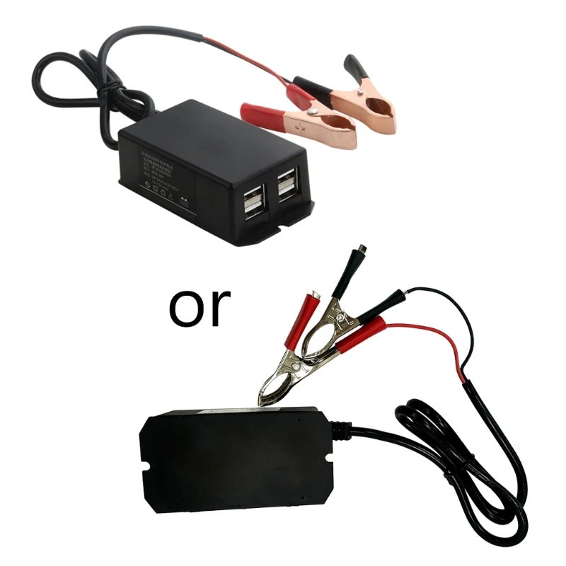 

Car Motorcycle USB Hub Charging Station for Phone for DC Converter with Battery Clip 4 USB Ports Power Adapter Interface Charger
