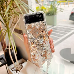 Étui de téléphone avec bracelet en strass cristal et lanière
