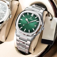 PENGAGAR Trend Men's Watches Classic Fashion Original Quartz Watch for Man Square Dial Waterproof Luminous Date Wristwatch Reloj