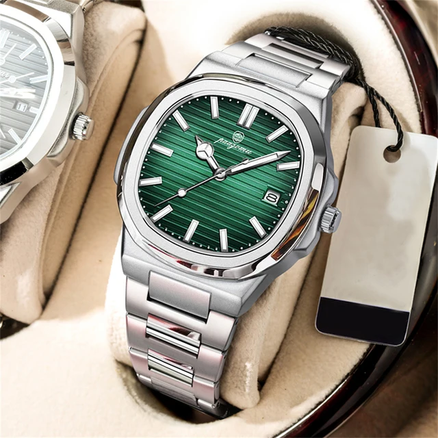 PENGAGAR Trend Men's Watches Classic Fashion Original Quartz Watch for Man Square Dial Waterproof Luminous Date Wristwatch Reloj