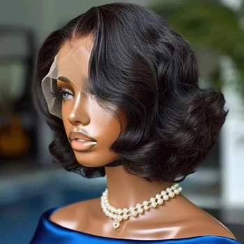 Short Bob Wig 13x4 Body Wave Glueless Wig Human Hair Ready To Wear Brazilian 13x6 Lace Frontal Wig No Glue For Women Preplucked 1
