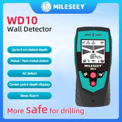 Mileseey Multifunction Wall Detector Scanner with LCD Display and Beep Alert for Metal and AC Wire Detection (WD10)