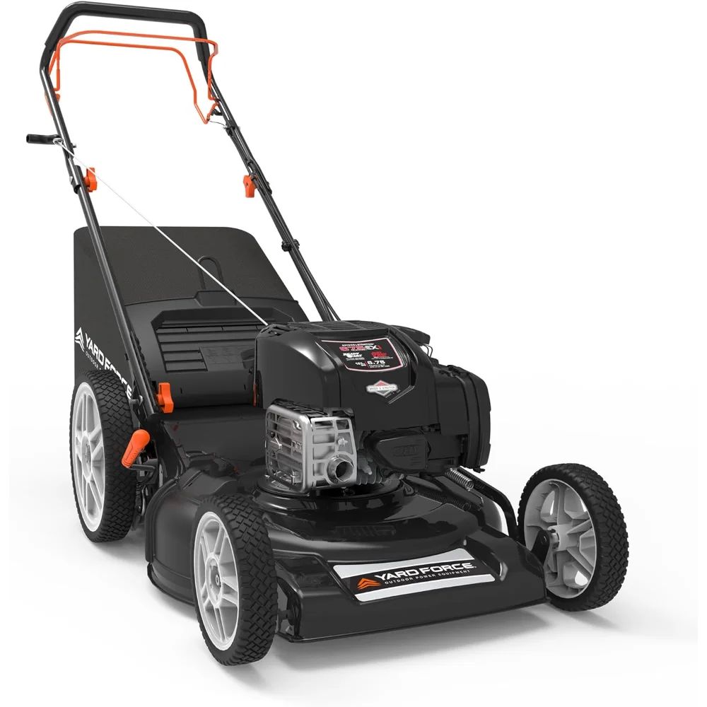 

Yard Force Self Propelled Lawn Mower Briggs & Stratton 150cc Gas Engine 22-inch Steel Deck 3-in-1 Mulch, Bag, Side Discharge,