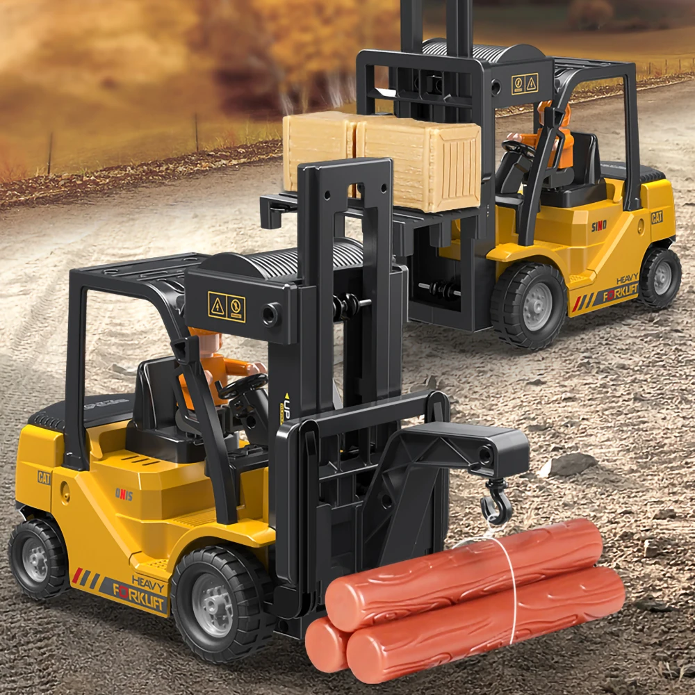 RC 지게차 1/10 비율 금속 캐리어 보드 2.4GHz 10 채널 RC 건설 엔지니어링 리프팅 장난감 창고 트럭 차량