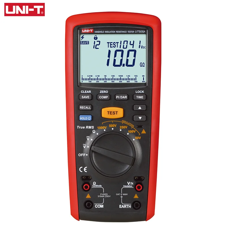 UNI-T UT505A Handheld Insulation Resistance Testers 1000V 20GΩ Ohmmeter Milliometer 6000 Counts True RMS