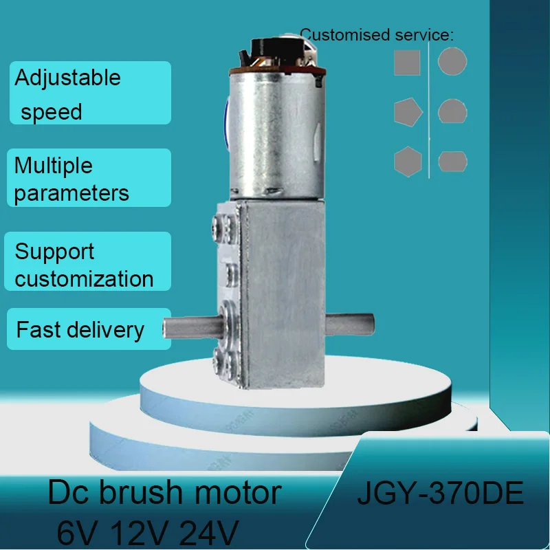 

JGY370 12v24v Electric DC motor encoder dual shaft worm gearbox reducer rc 370 engine Metal gear reductor reversible adjutsable