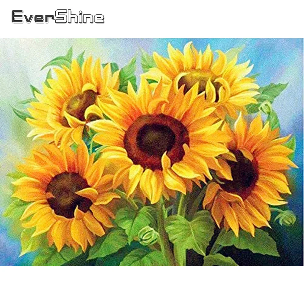 Diamond Painting EverShine Flower Rhinestone Picture Full Square Mosaic Diamond Embroidery Sunflower Cross Stitch