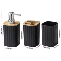 Bathroom Set Soap Dispenser Toothbrush Cup and Bamboo Tray Set Countertop Toiletries Storage Set for Farmhouse Bathroom Decor 4