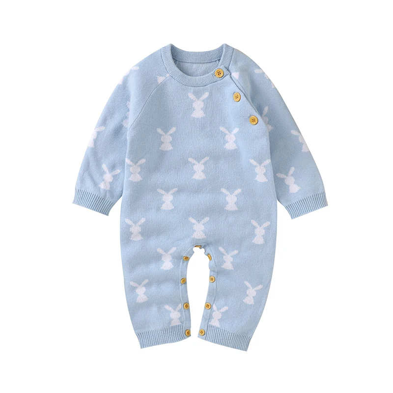 

Spring Rabbit Knitted Baby Easter Rompers Clothes 0-18m Casual Long Sleeve Newborn Boys Girls Cotton Jumpsuits Playsuits Outfits