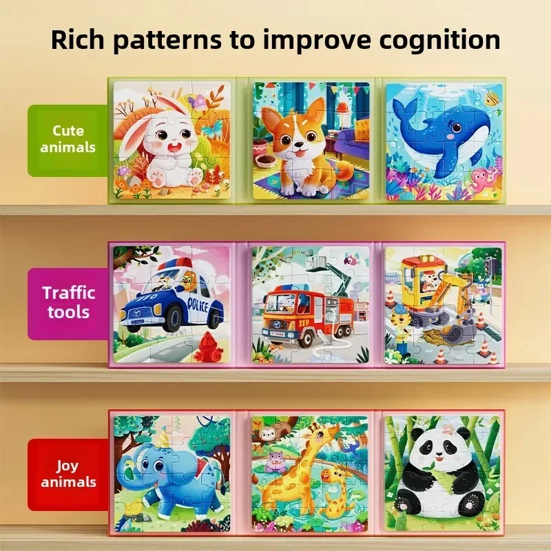 Kids Large Size Wooden Jigsaw Puzzle Game Baby Toys Learning Educational Forest Sea Animals Traffic Vehicle Puzzles Children Toy