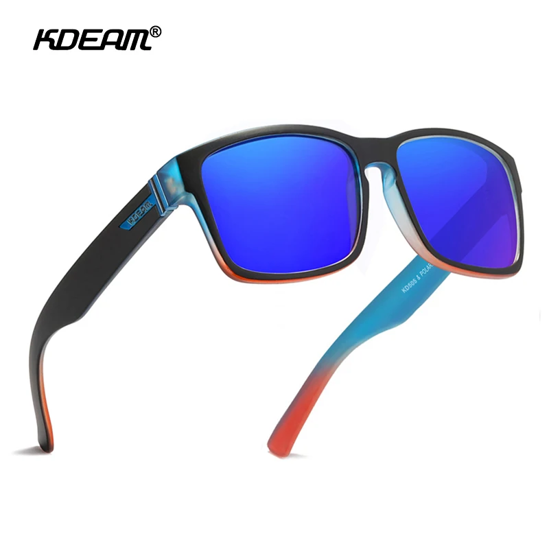KDEAM Brand Sport Polarized Men Sunglasses Fashion Colors UV400 Mirror Lens Outdoor Driving