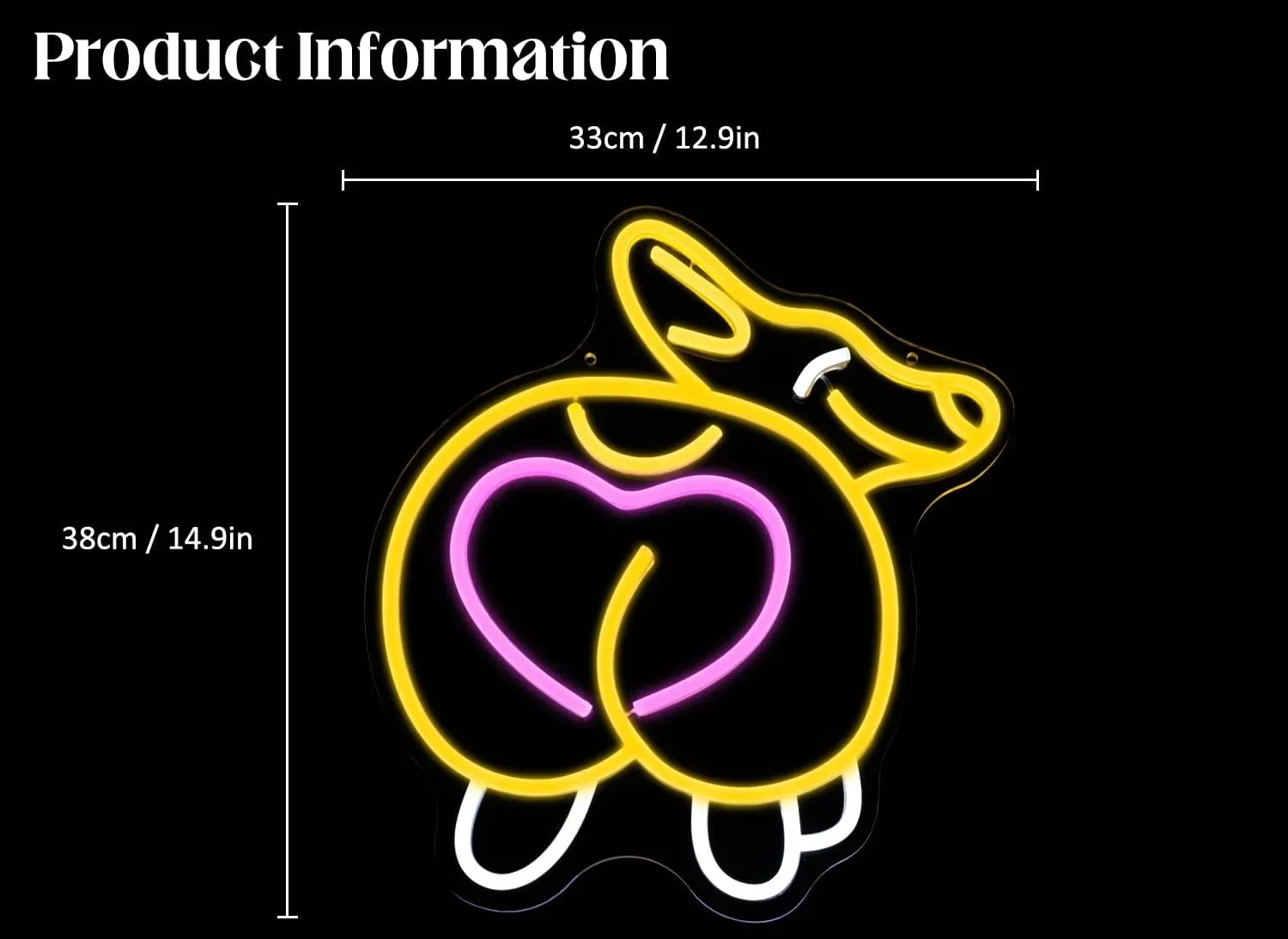 Description Picture 4 of itemCorgi Neon Sign USB Powered Modern Decorative Neon Light with Pink Heart for Home, Office Wall Decor, Pet Shop, Birthday Gifts