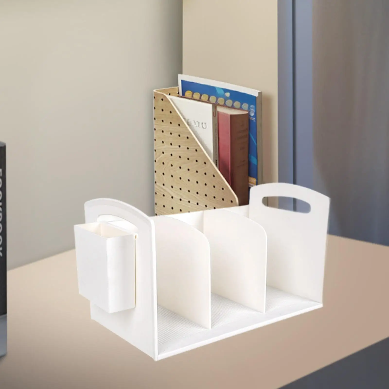 Desktop Book End File Rack Multifunction 3 Grids Desk Book Support Desk Sorting Rack for Stationery Notebooks Home Children
