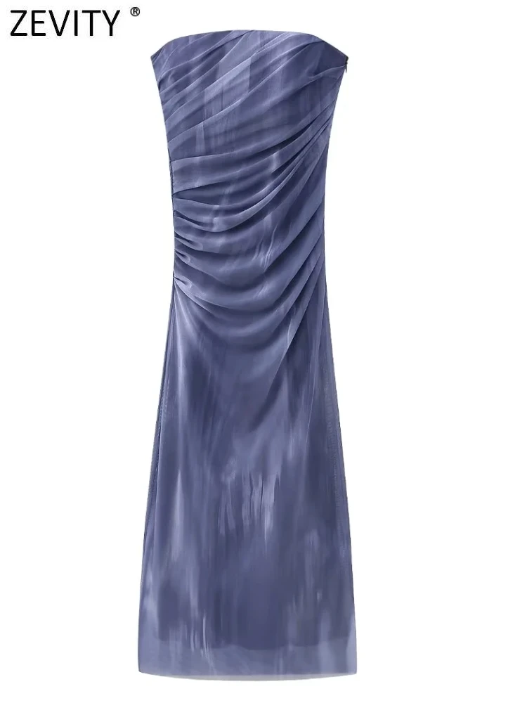 Vestido Mini De Camisola Teñido Anudado - Sin Mangas, Tirantes Finos, Estampado Degradado