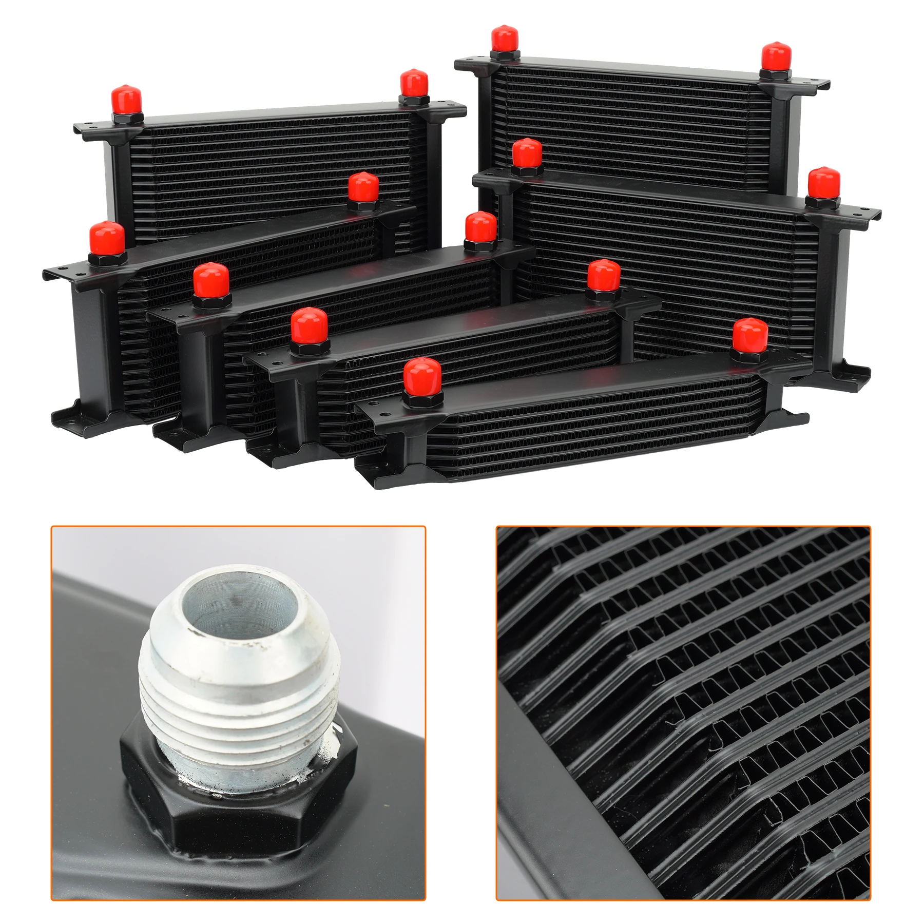 Universal Stacked Plate Transmission Oil Cooler – 7/10/13/16/19/25/30 Row Aluminum Oil Cooler Radiator Kit for Cars & Trucks 4