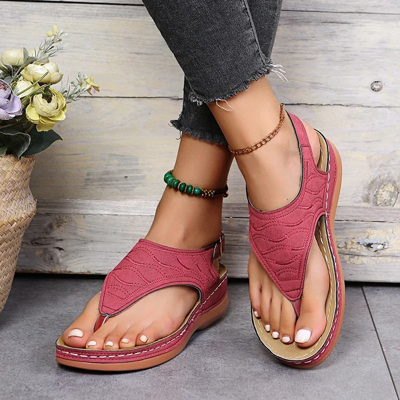 Rimocy Fashion Clip Toe Wedge Sandals Women Summer Platform Rome Sandalias Mujer 2025 Plus Size 43 Thick Sole Beach Shoes Ladies Women Sandals Women Wedges Heels Shoes