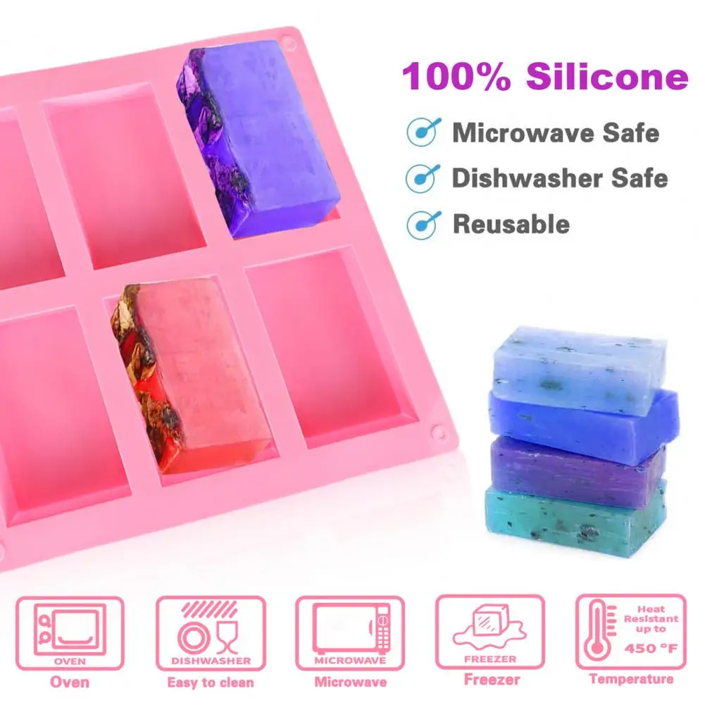 100ml Soap Mold Non-stick Easy to Release Silicone 6 Cavity Cell Cake Mold for Kitchen Cake Tools