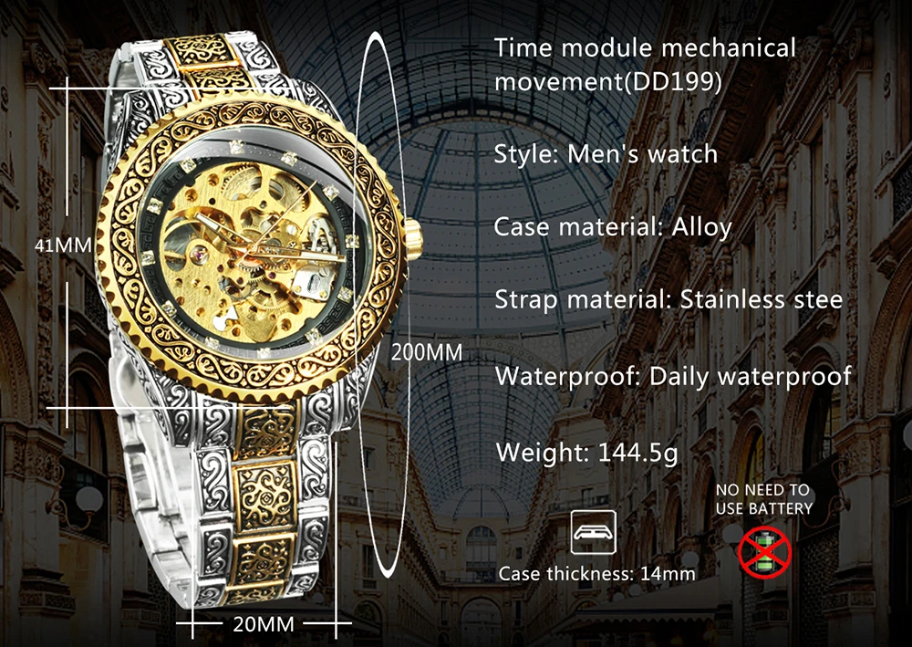 Orologio Meccanico Automatico Uomo: Scheletrato Con Lunetta A Gemme Colorate - Acciaio, Pelle O Silicone