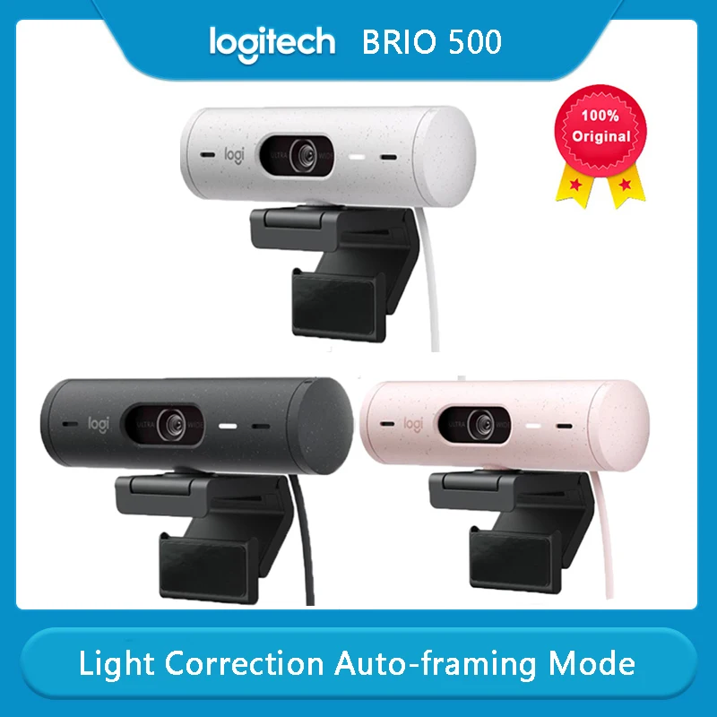 World Premiere Logitech Brio 500 Webcam Light Correction Full Hd 1080p Cam  Rightlight 4 Auto-framing Show Mode - Webcams - AliExpress