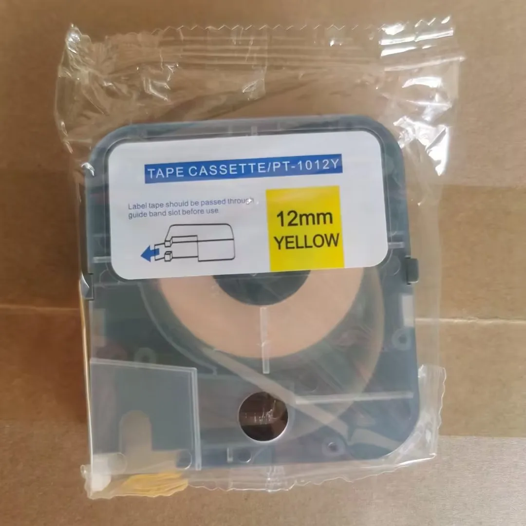 Multi Tamanho Amarelo Etiqueta Branca Cassete Usado para Puty Tube Printer Fabricante de Impressoras Modelo Pt1010 id Cabo Mark 5pk Pt1012y Pt-1009w