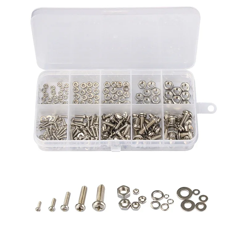 Stainless Steel Screws Screw Bolt Nut Set 160Pcs M2 M2.5 M3 M4 M5 Stainless Steel Screws