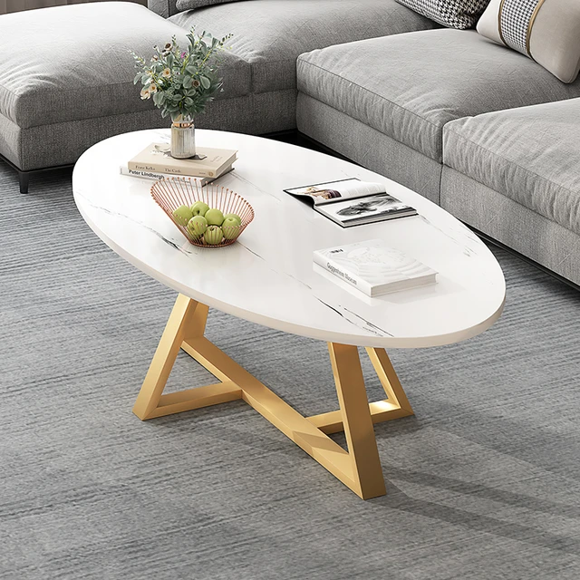 Table Basse Ovale Blanche Minimaliste pour le Nettoyage, Gain de Place,  Écriture de Chambre à Coucher, Meuble de délégations - AliExpress