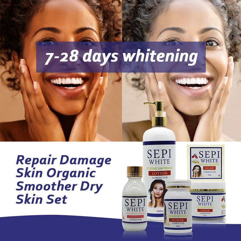 Gluta Master Sepi White Strong Whitening Skin Care Set Bleaching Lightening Softer Smoother Skin Care Products for Dark Skin