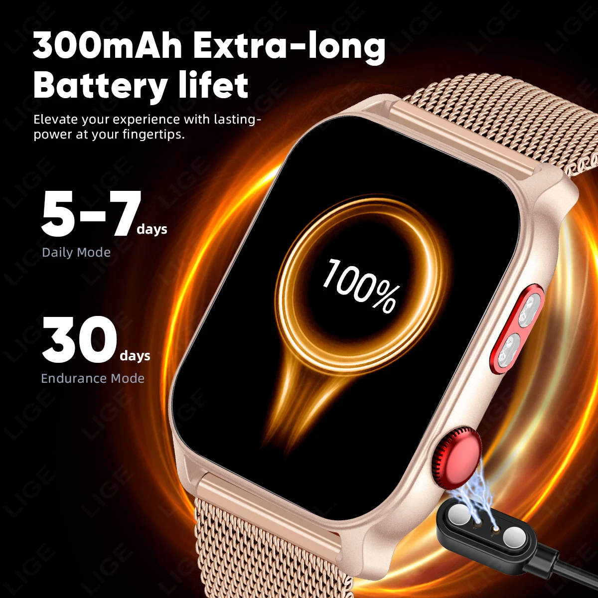 LIGE Smartwatch Outdoor Flashlight Military Waterproof Smart Watch Men Heart Rate Sport Fitness Watches BT Call Smartwatch Woman