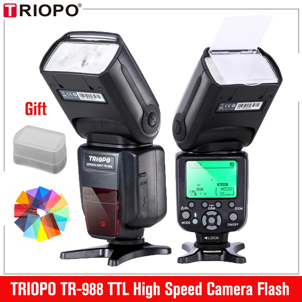 Triopo Tr988 Ttl Hss Fotocamera Di Sincronizzazione Ad Alta Velocità Speedlite Flash Per Fotocamera Reflex Digitale Canon E Nikon 6D 60D 550D 600D D80