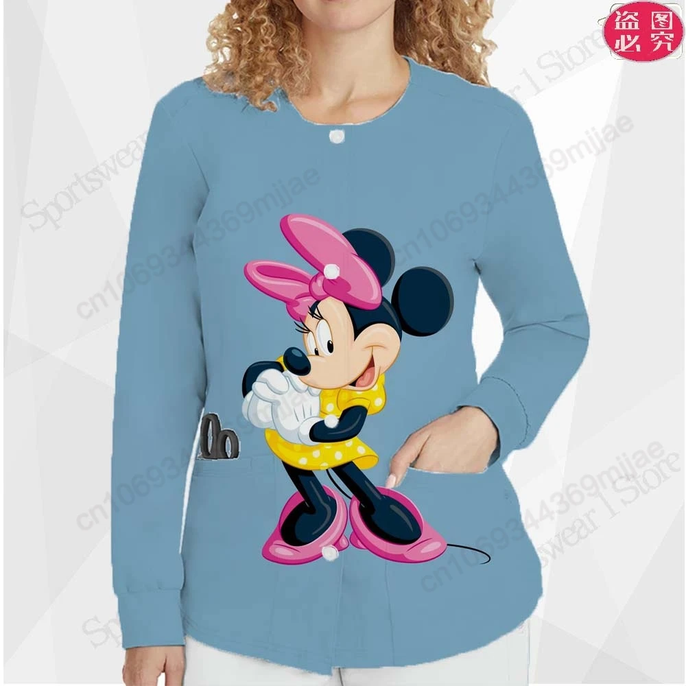 

Pocket Long Sleeved Nurse Uniform Anorak Free Shipping Cartoon Jacket Bomber Jackets Y2k New in Coats and Jackets Women Tops