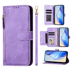 Luxurious Leather Wallet Phone Case with Strap and Zipper for Huawei Nova 12i (YB-LH-purple)