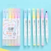 6Pcs/set Erasable Highlighters Kawaii Students Stationery Dual Tip Pastel Fluorescent Pen for Art Drawing Doodling Marking Pen 1