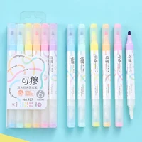 6Pcs/set Erasable Highlighters Kawaii Students Stationery Dual Tip Pastel Fluorescent Pen for Art Drawing Doodling Marking Pen 1