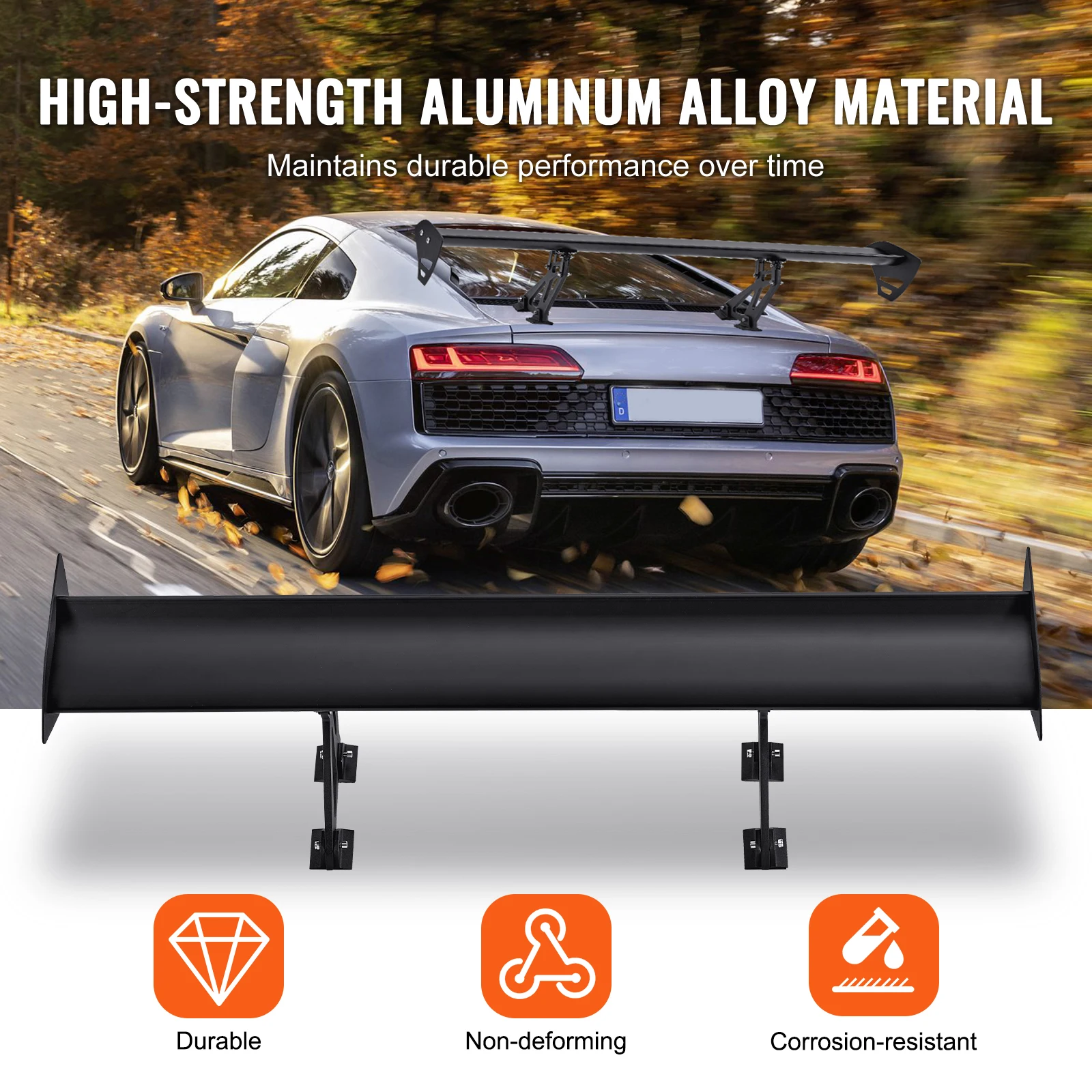 SucceBuy GT Wing Car Spoiler 43.3 inch Universal Spoiler with Single Deck Adjustable Lightweight Aluminum Car Rear Spoiler Wing