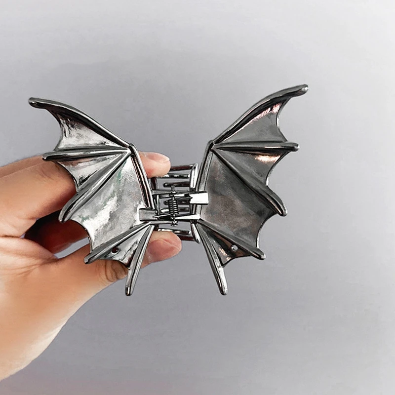 1Piece Matte Black Bat Hair Claw Clip - Punk Gothic Shark Jaw Clip