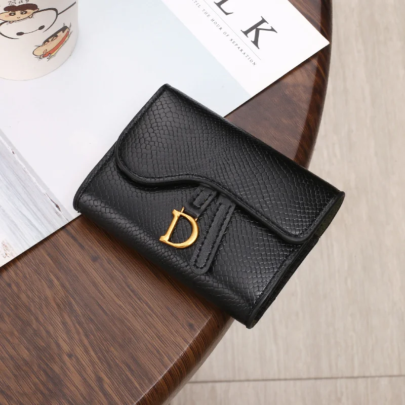 2022 New Small Luxury Wallets Famous Brands Coin Card Case Crocodile Pattern VIP Holder Metal Hasp Purse for Girls Celebrating