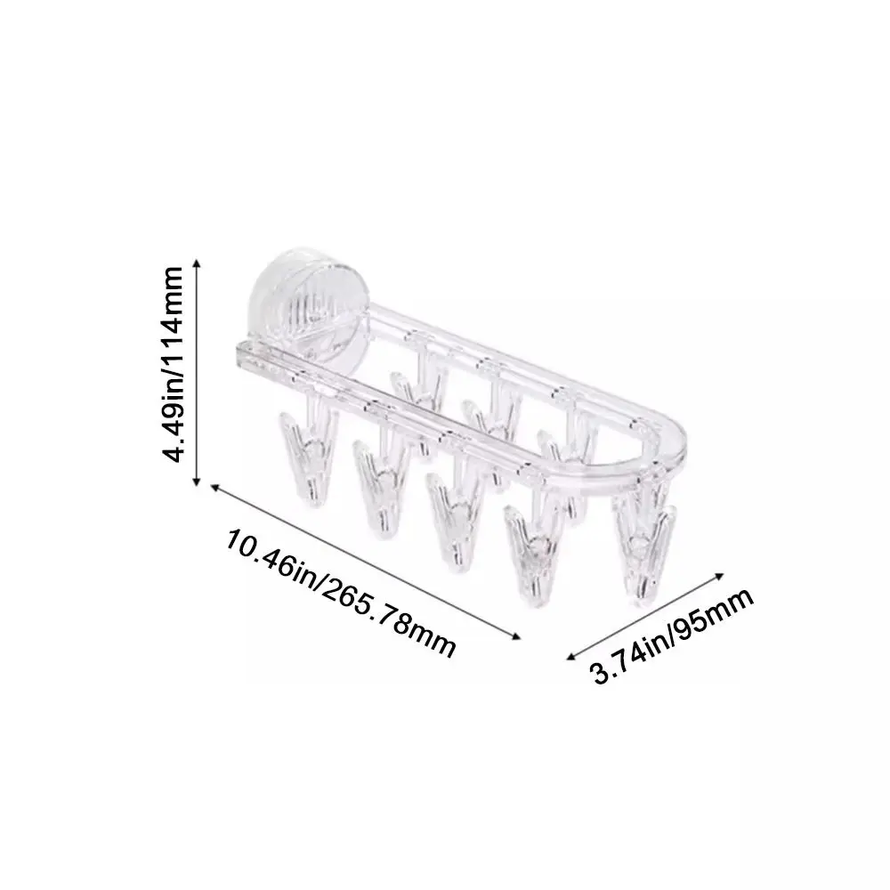 Suction Cup Hanger With Multiple Clips Non Perforated Wall Mounted Balcony Multifunctional Folding Clothes Drying Sock Rack 6