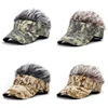 Men Baseball Cap With Spiked Hairs Wig Unisex Fake Wigs Hip Hop Sunhat Outdoor Camouflage Printed Jungle Cycling Sunshade Visors 4