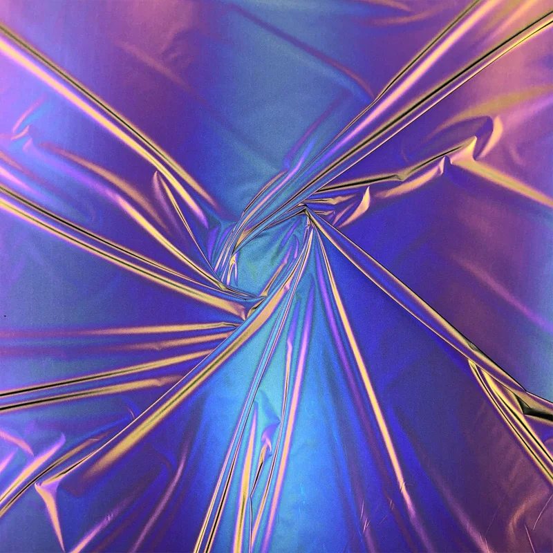 100 x 140 cm bunter Regenbogen-reflektierender Stoff, leuchtet im Dunkeln, magisches Material zum Nähen von Windjacken, Daunenjacken, Sportbekleidung – Detail 1